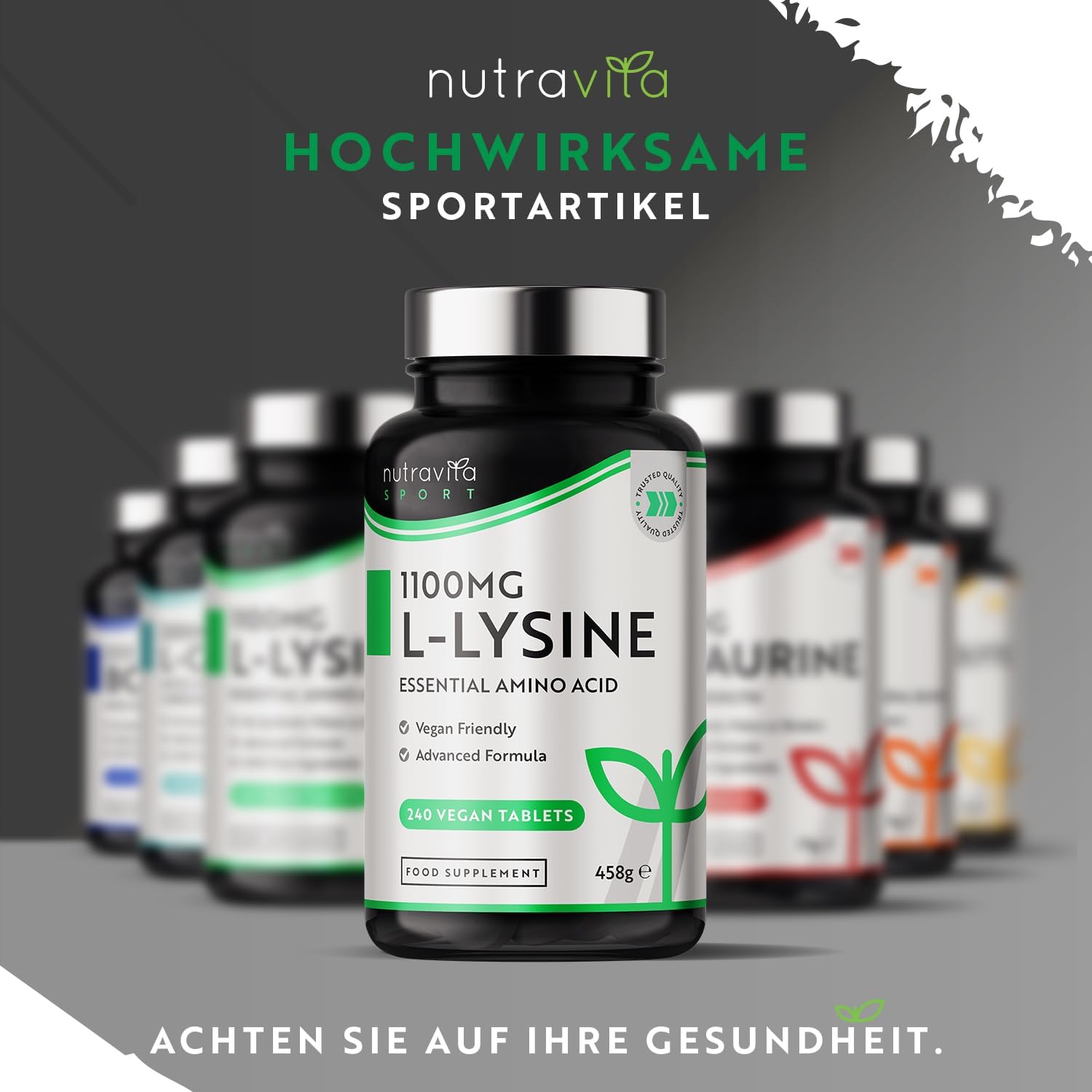 L-Lysine 1100mg Hochdosiert - 240 Vegane Tabletten