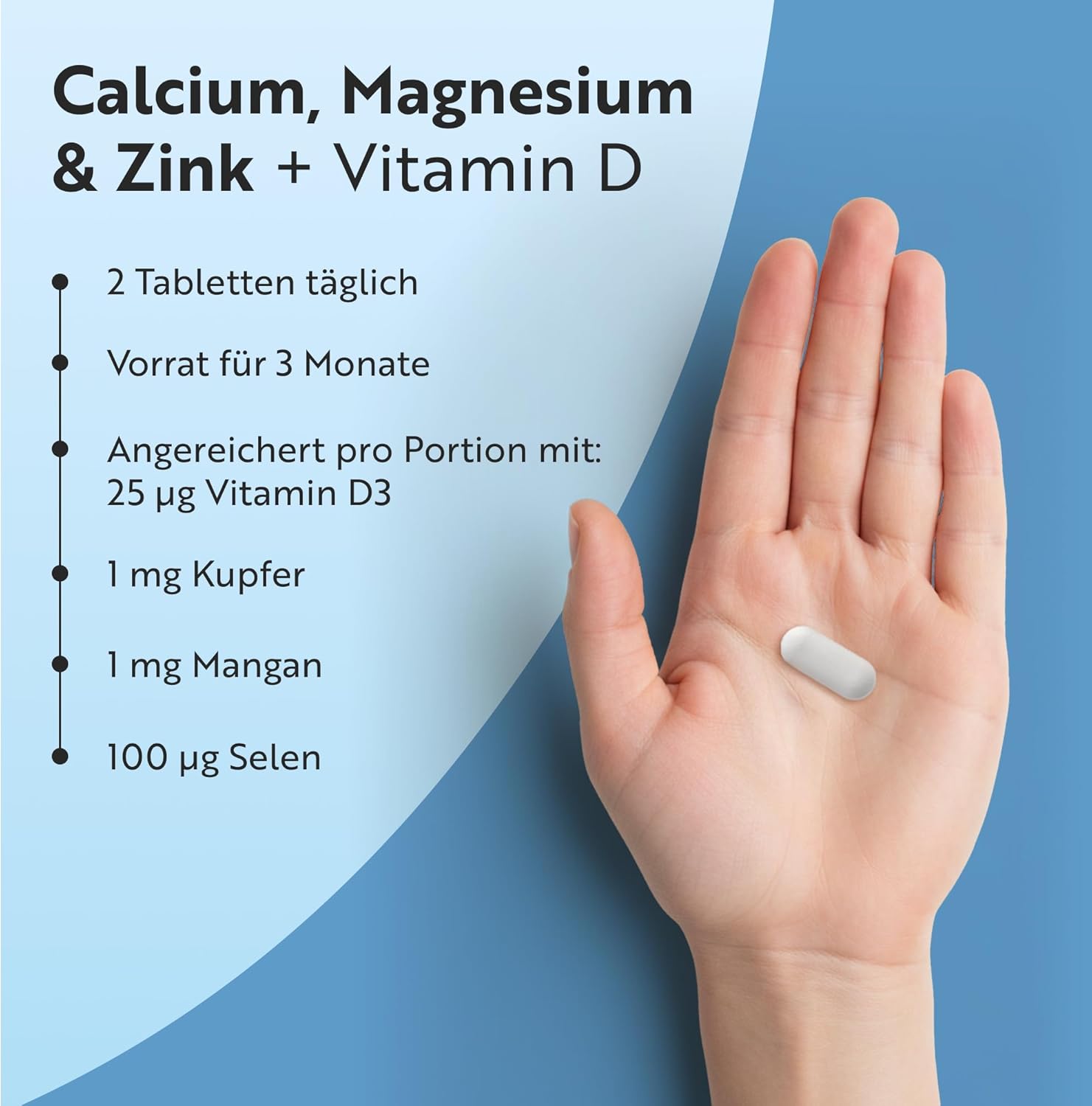 Kalzium Magnesium Zink Kupfer Selen Bor und Vitamin D3 180 Tabletten