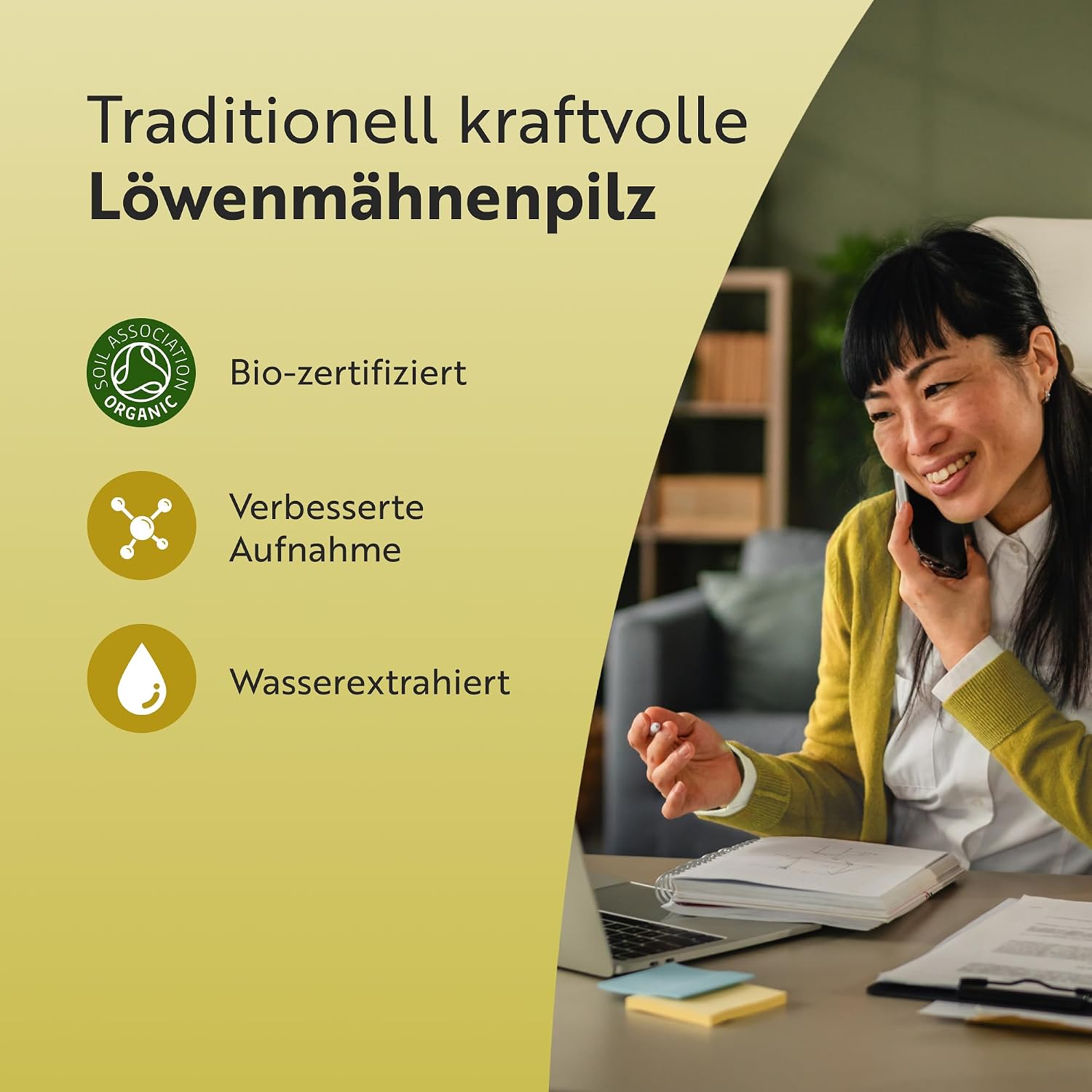 Bio Lion’s Mane Mushroom Kapseln 1500mg je Tagesdosis - 75 Löwenmähne Pilz Vegane Kapseln
