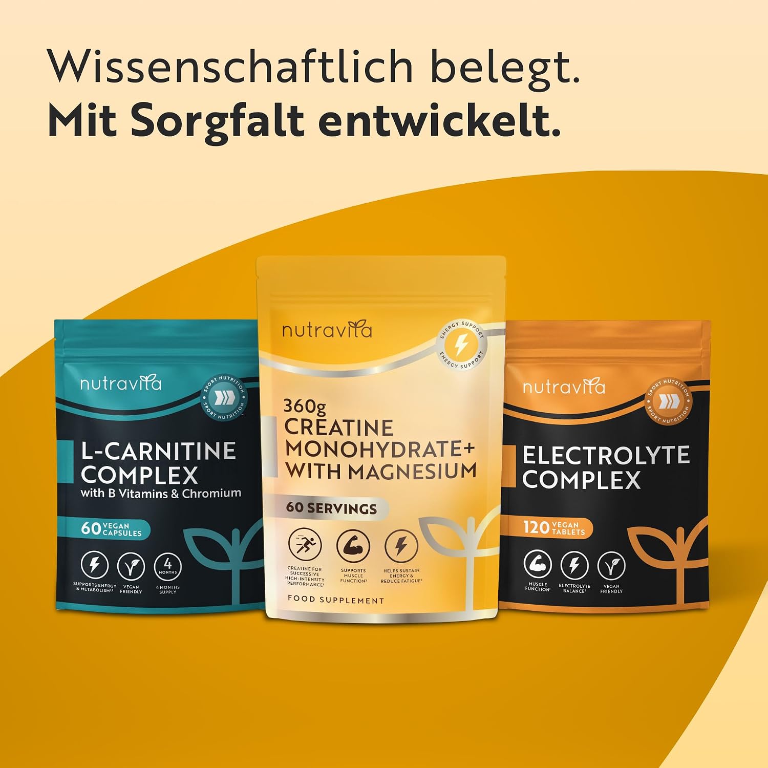 Kreatin-Monohydrat 3000mg mit Magnesium 360mg - 360g Geschmacksneutrales Kreatinpulver - 60 Portionen