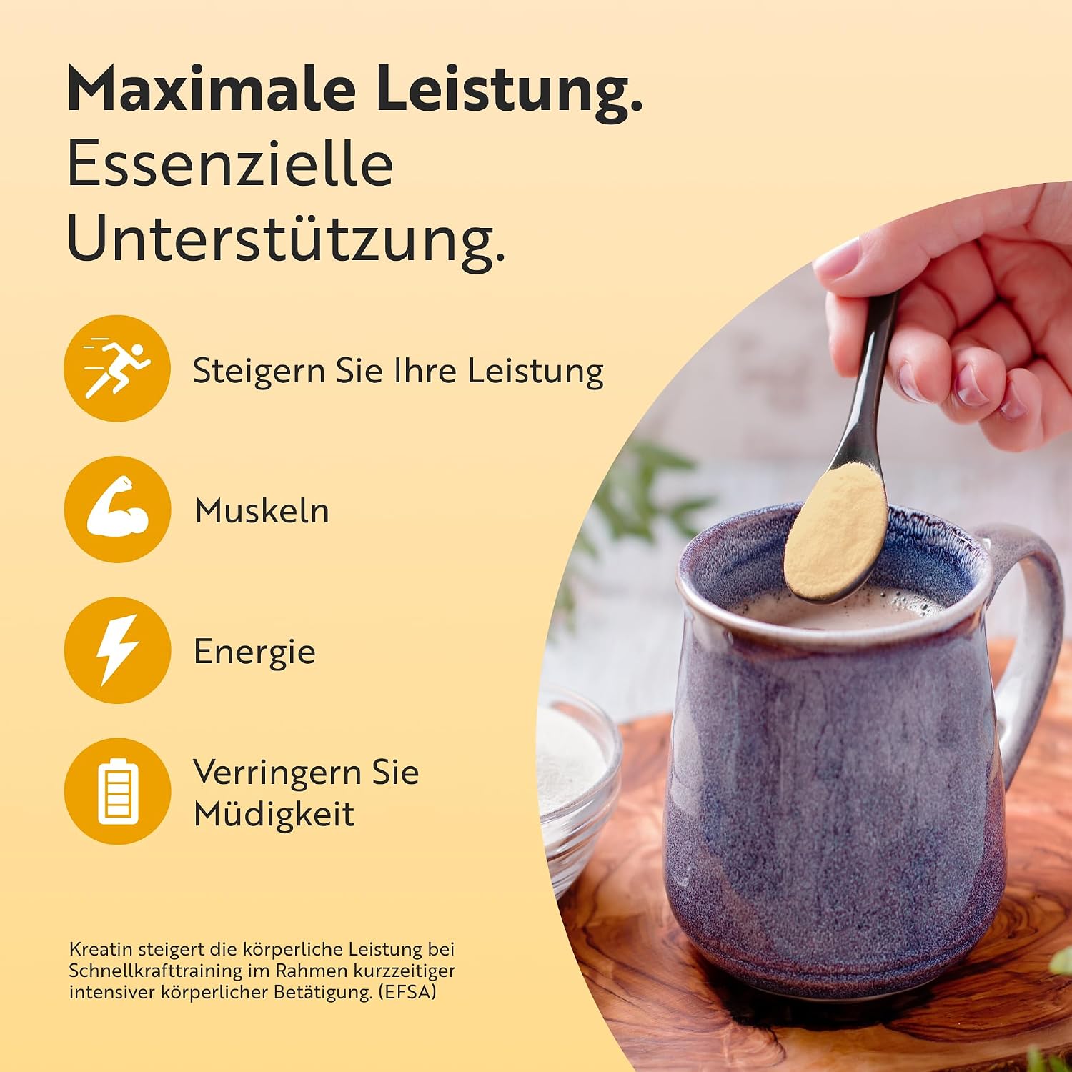 Kreatin-Monohydrat 3000mg mit Magnesium 360mg - 360g Geschmacksneutrales Kreatinpulver - 60 Portionen