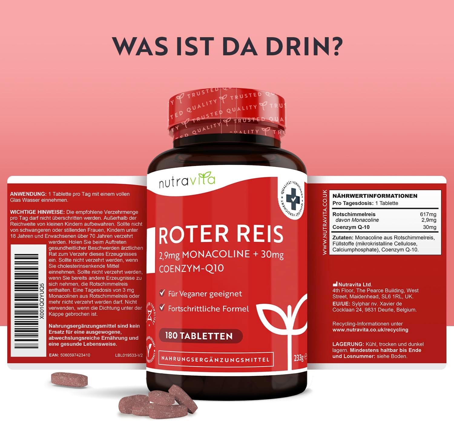 Fermentierter roter Reis 617mg 180 Tabletten