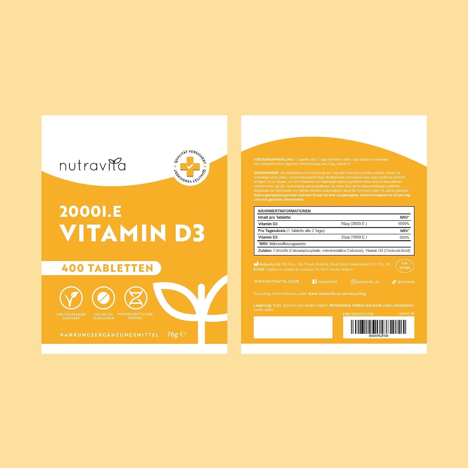 Vitamin D3 2000 IU Essentials 400 Tabletten