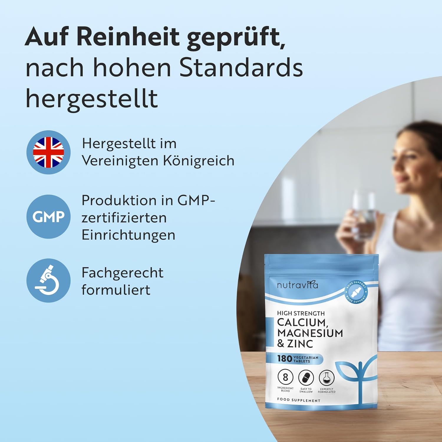Kalzium Magnesium Zink Kupfer Selen Bor und Vitamin D3 180 Tabletten
