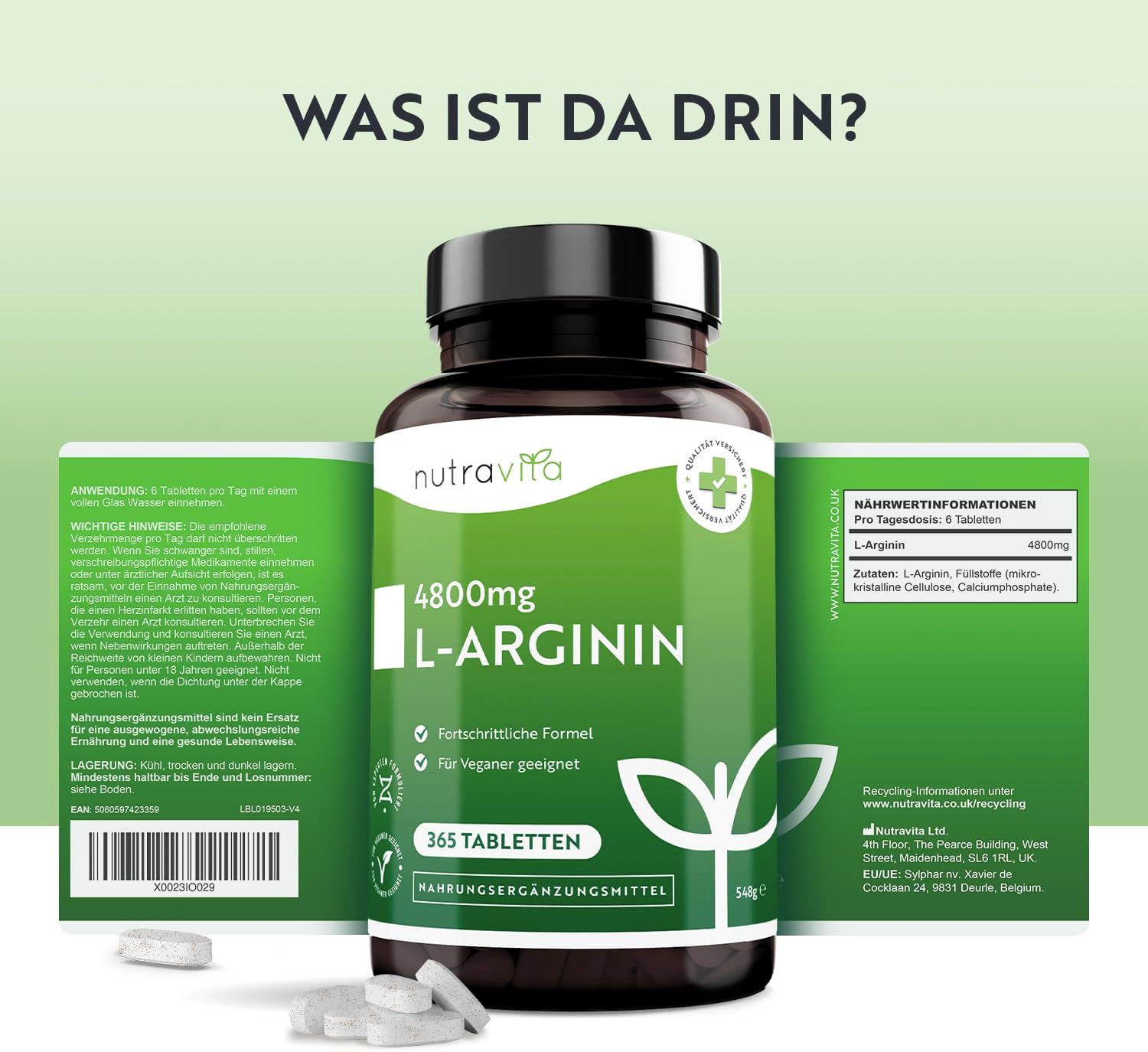 L-Arginin 4800mg 365 Tabletten