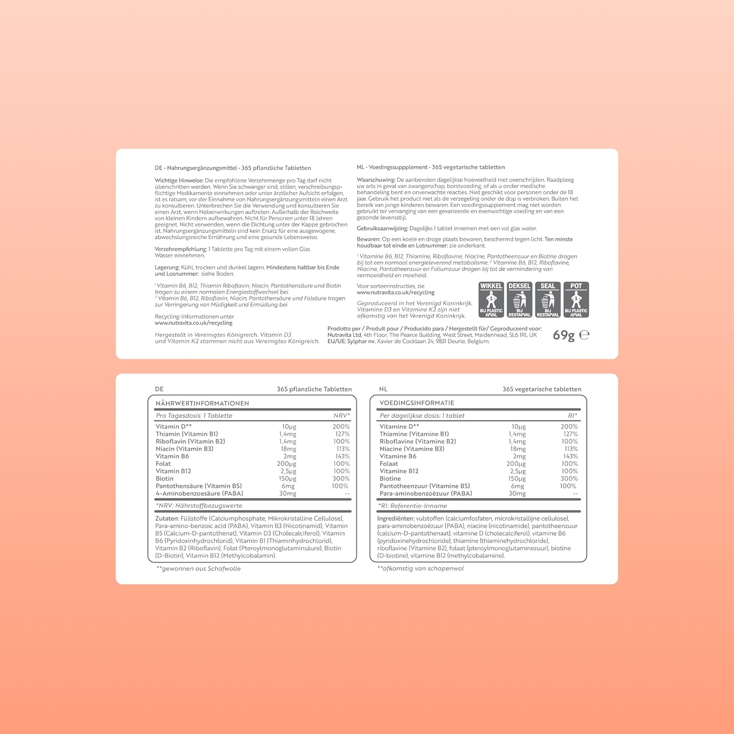 Super B Vitamin Komplex mit Vitamin C 365 Tabletten
