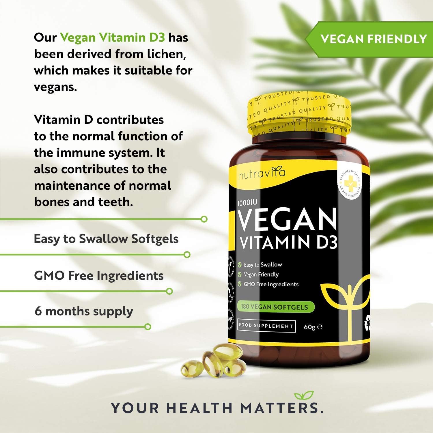 Veganes Vitamin D 1000iu (25ug) - 180 Weichkapseln