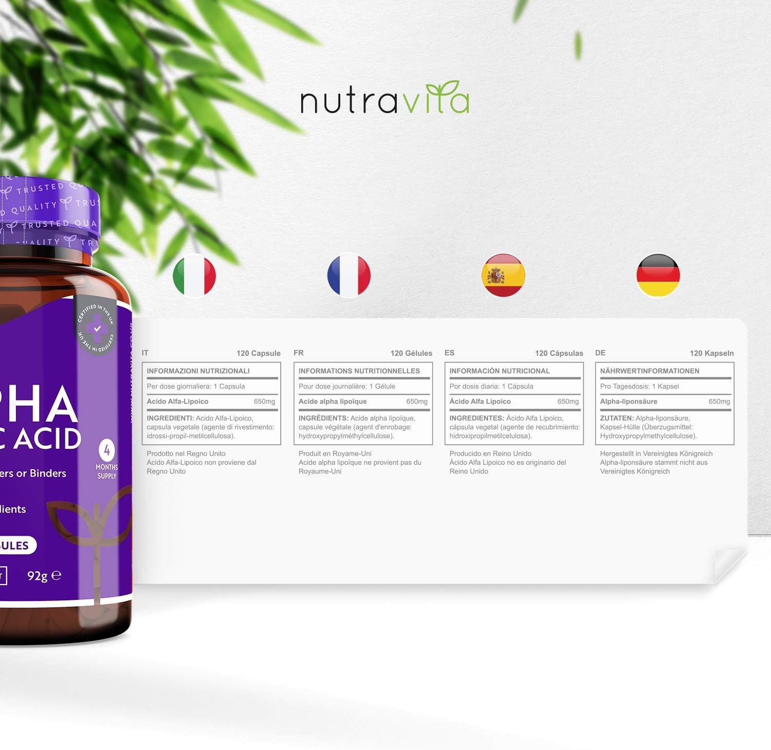 Alpha Liponsäure 650 mg - 120 ALA Kapseln