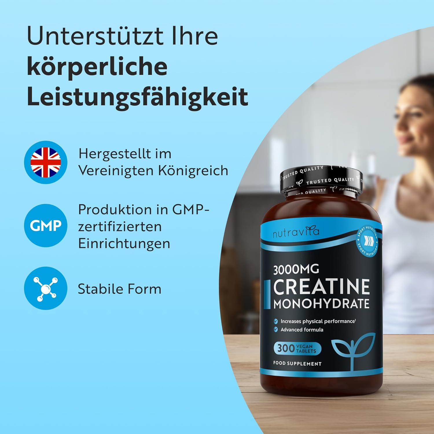 Creatin Monohydrat 3000mg - 300 Kreatin Tabletten