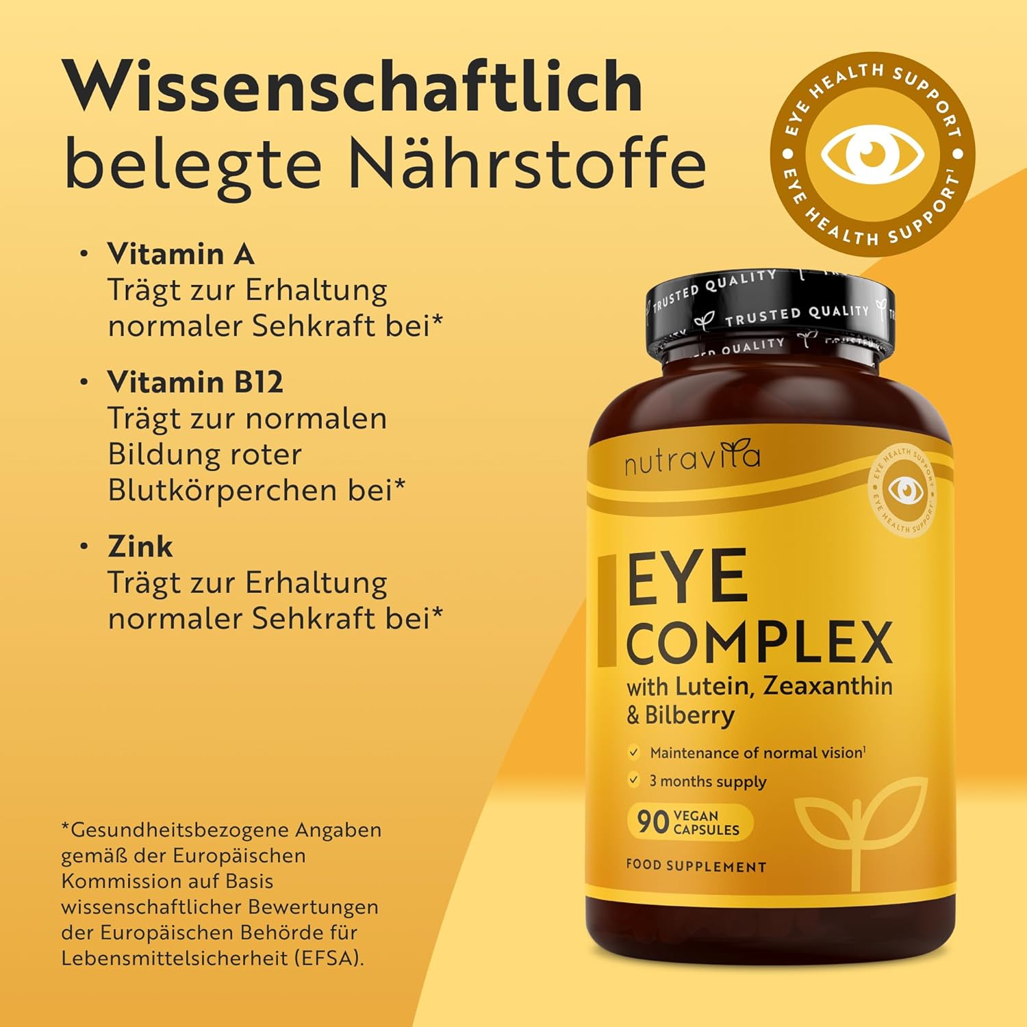Natürliche Augen Komplex- 90 Vegane Lutein Kapseln