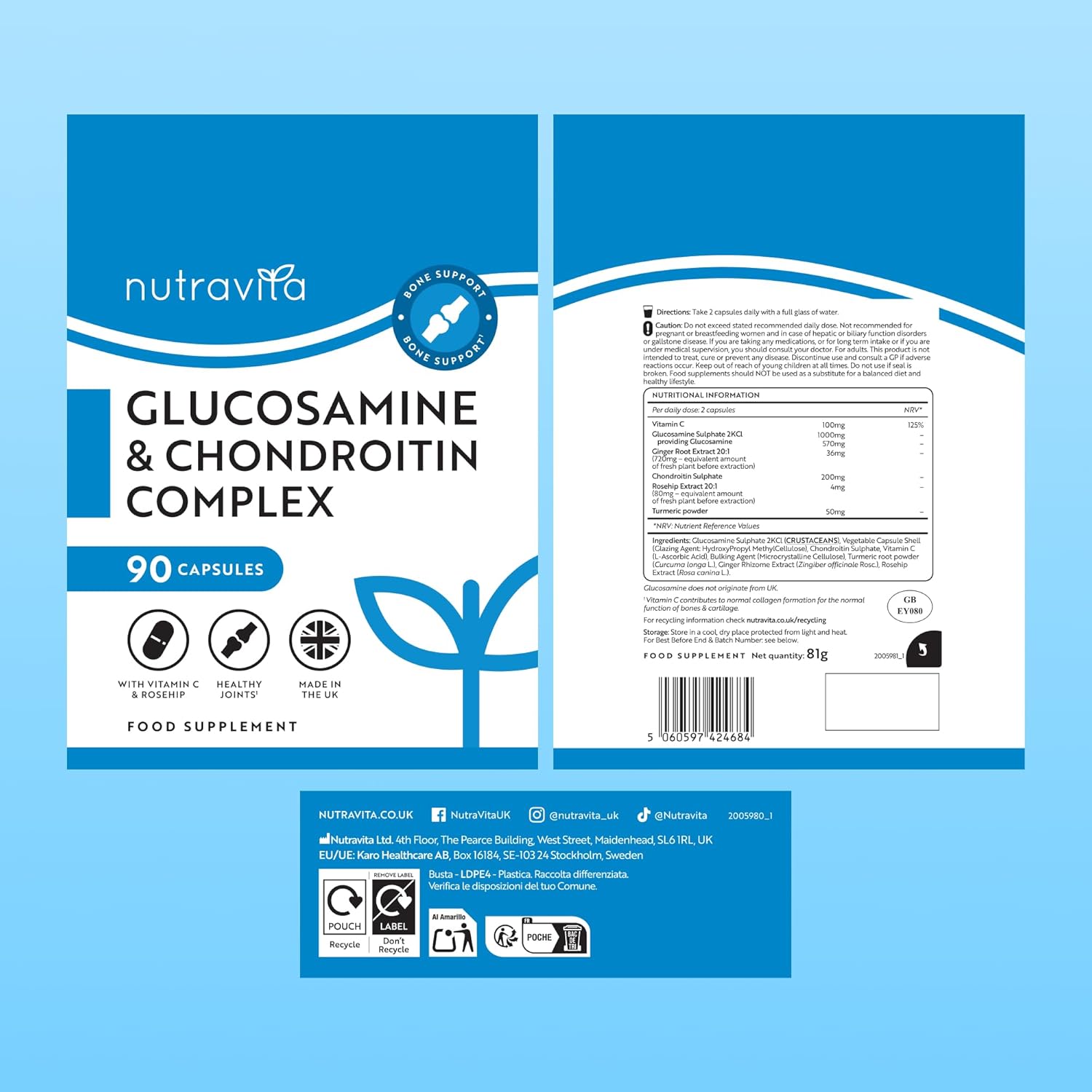Glucosamin und Chondroitin - 90 Kapseln -