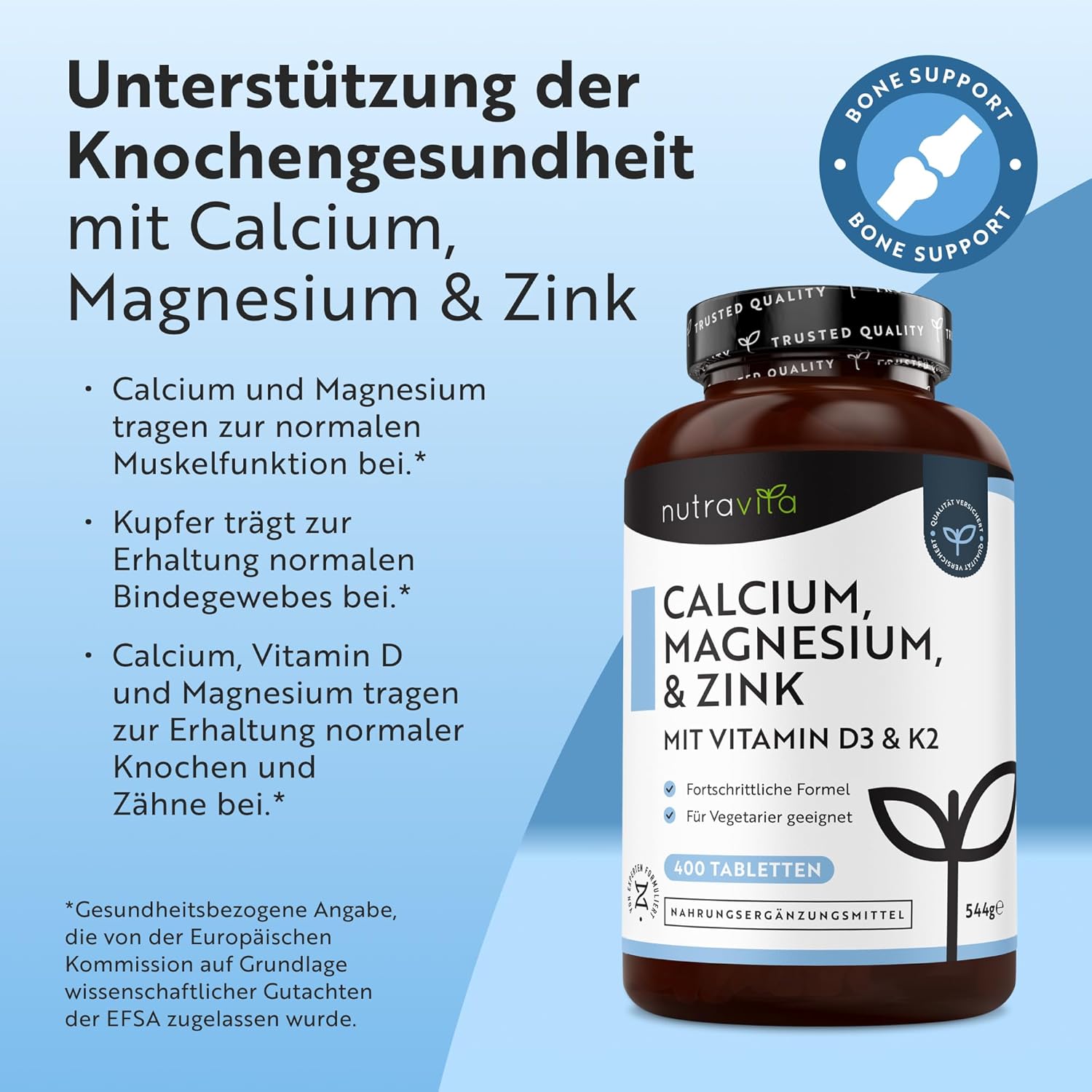 Calcium Magnesium Zink - 400 Hochdosiert vegetarische Tabletten