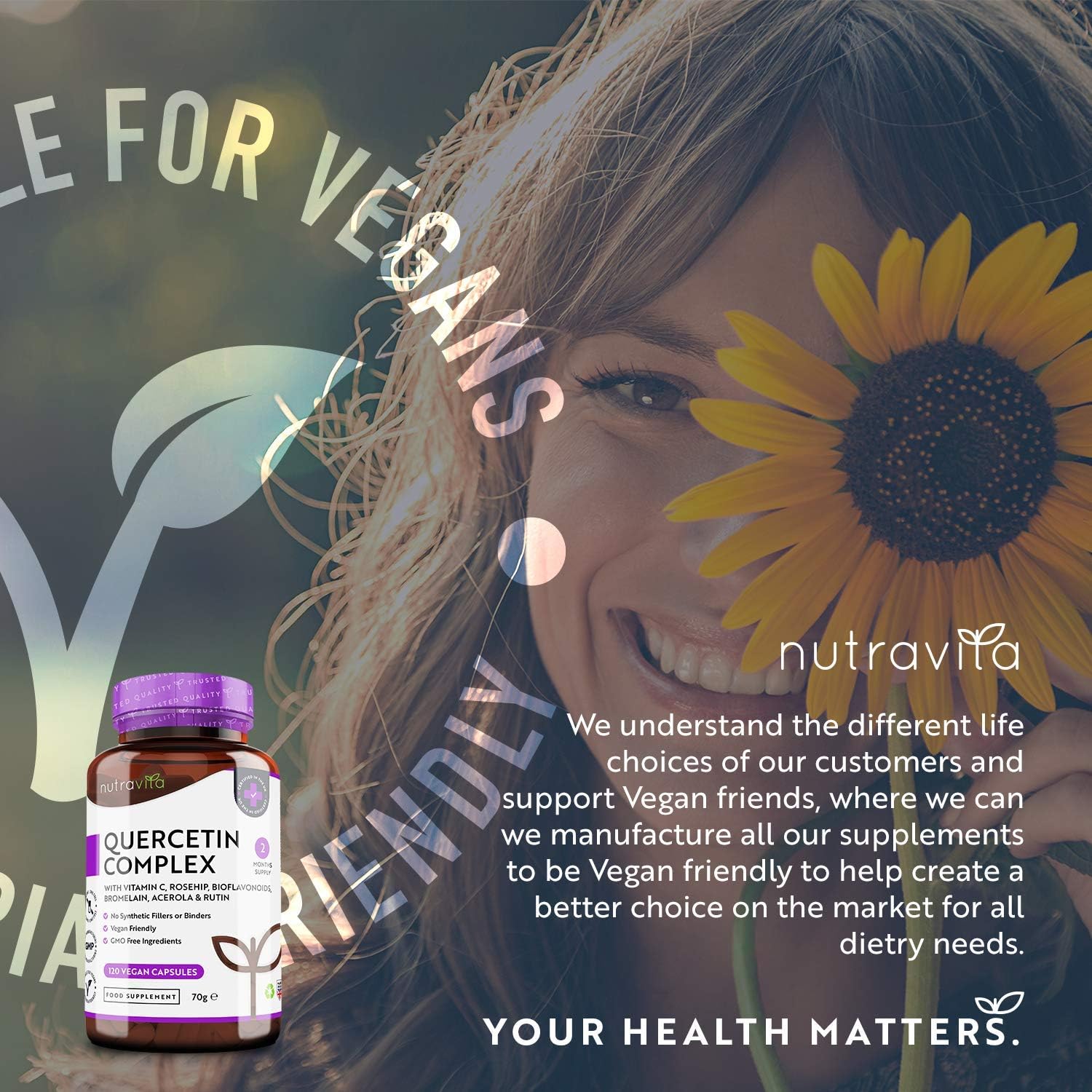 Quercetin Komplex 695mg mit Vitamin C - Preis-Leistungssieger 2021* - 120 vegane Kapseln