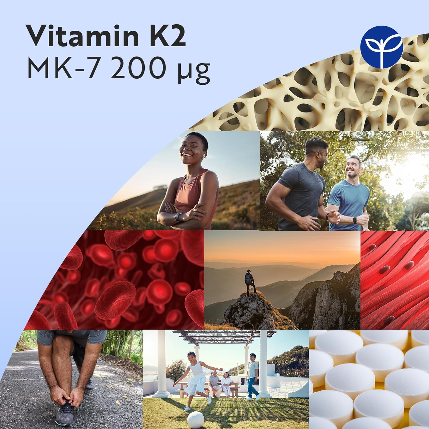 Vitamin K2 MK 7 200 µg – Jahresvorrat – 365 vegane Mikrotabletten (keine Kapseln)