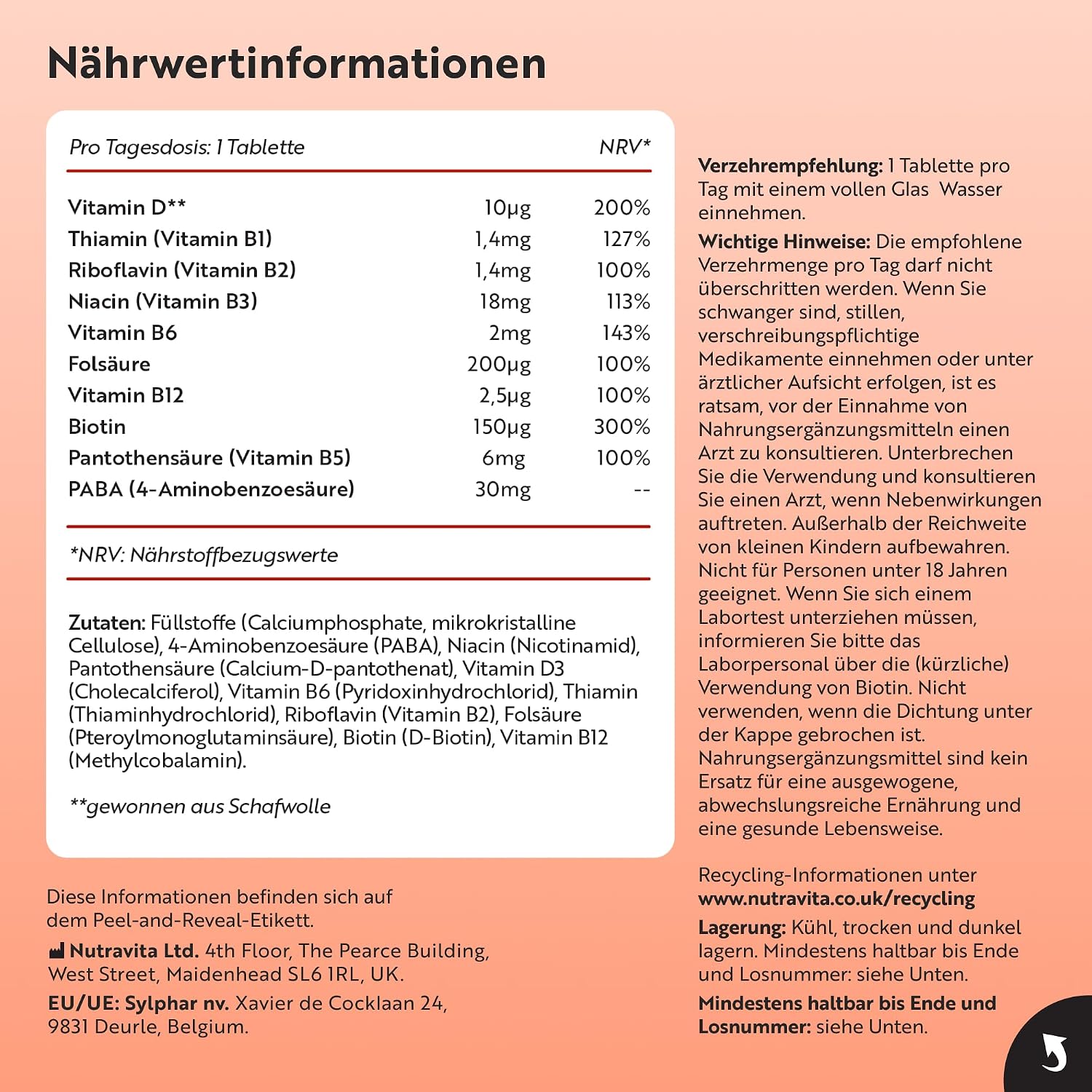 Super B Vitamin Komplex mit Vitamin C 365 Tabletten