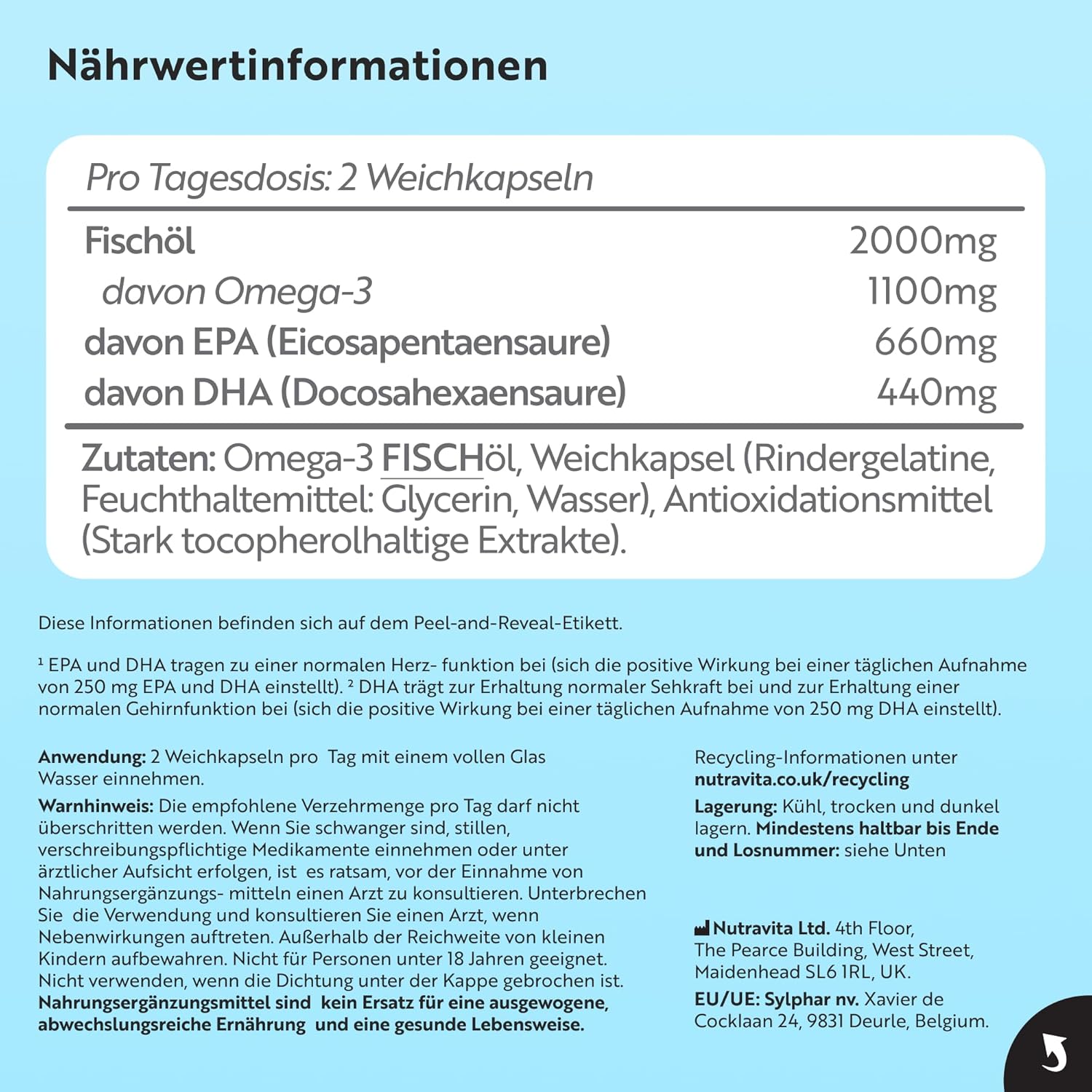 Omega 3 Kapseln Hochdosiert 2000mg Fischöl Kapseln