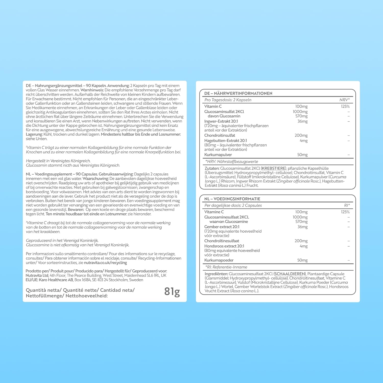 Glucosamin und Chondroitin - 90 Kapseln -