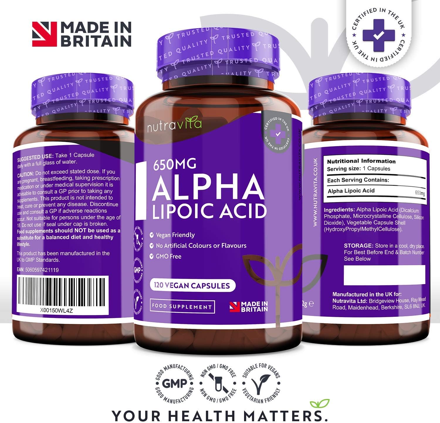 Alpha Liponsäure 650 mg - 120 ALA Kapseln