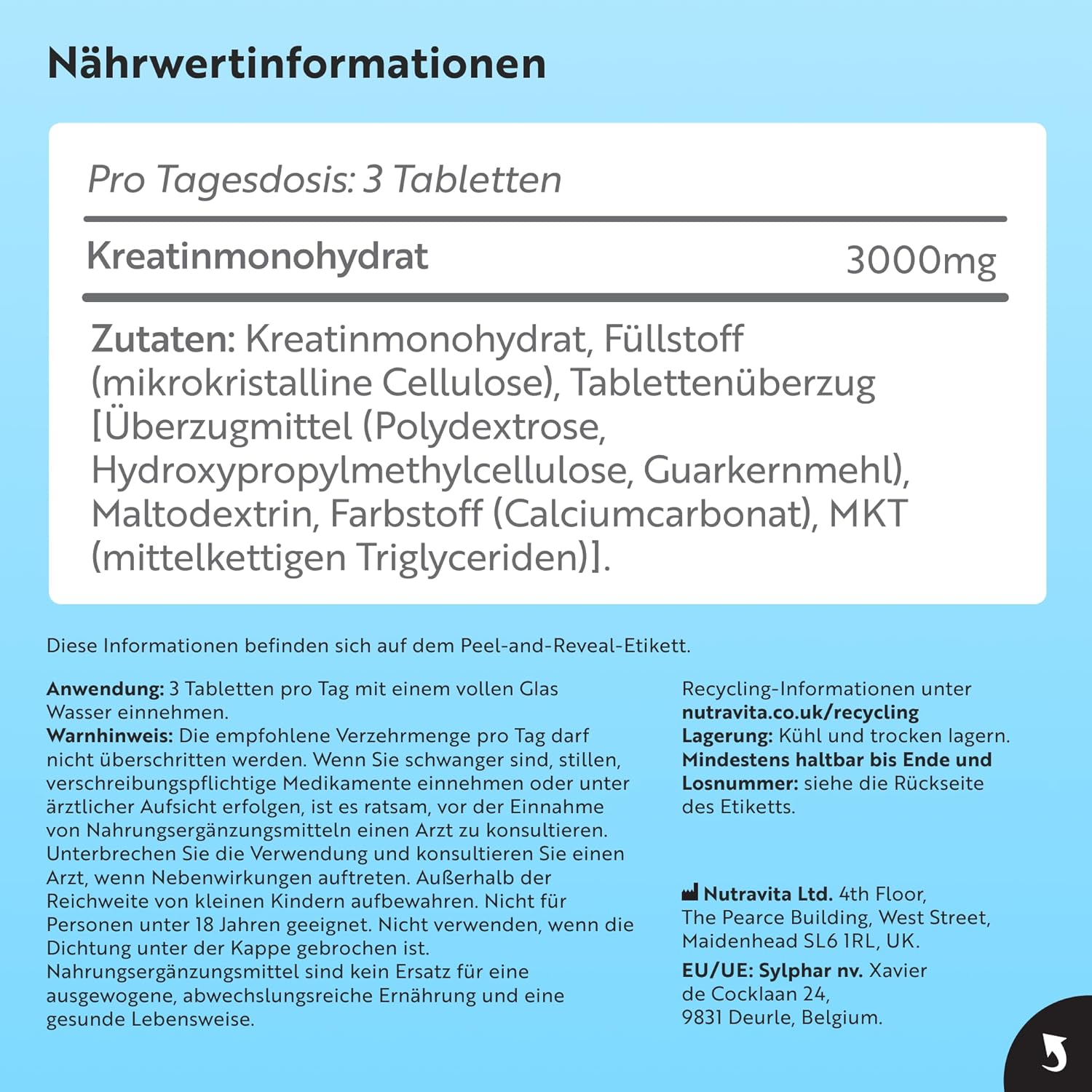 Creatin Monohydrat 3000mg - 300 Kreatin Tabletten