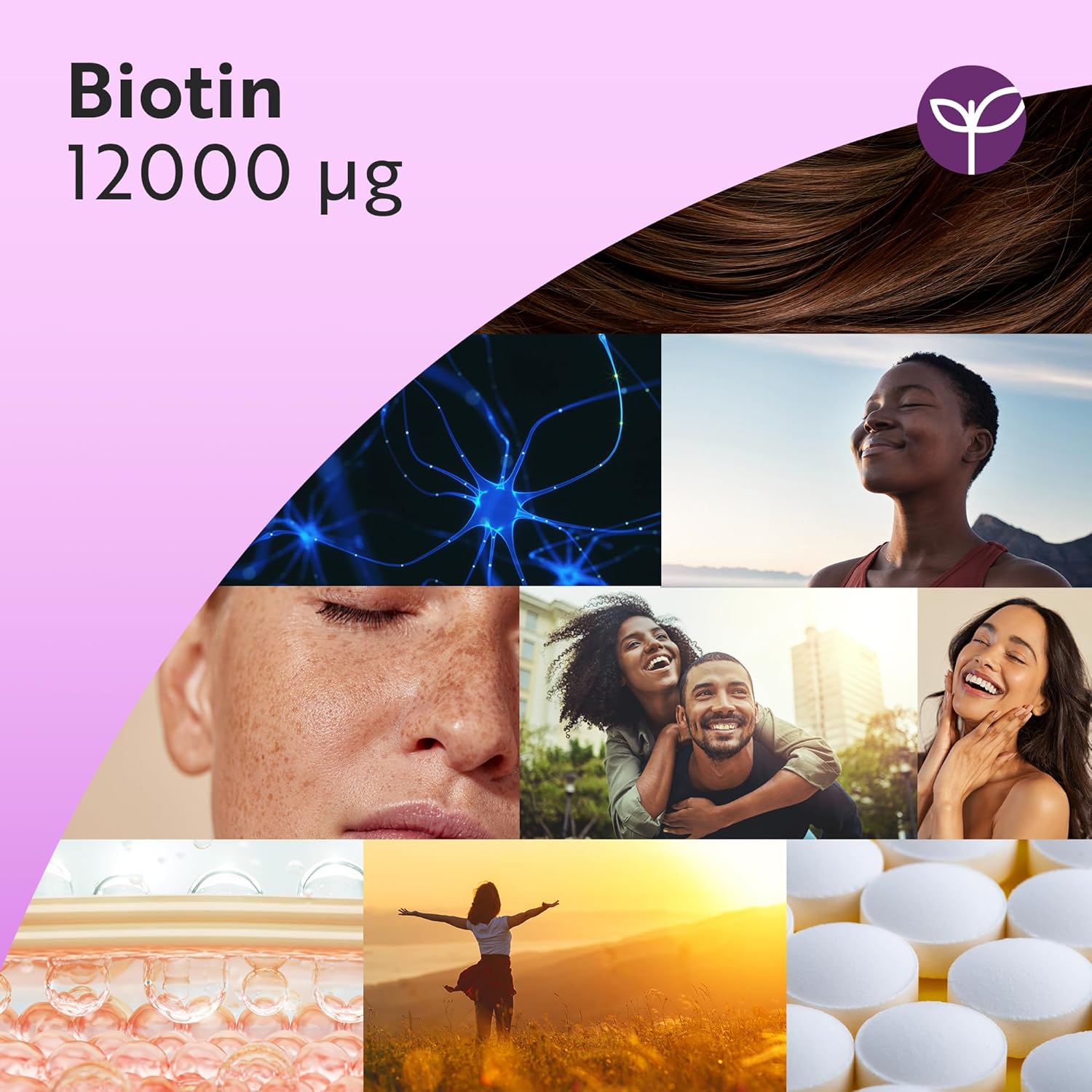 Biotin Hochdosiert 12000mcg, Haar Vitamine - 400 Vegan Tabletten