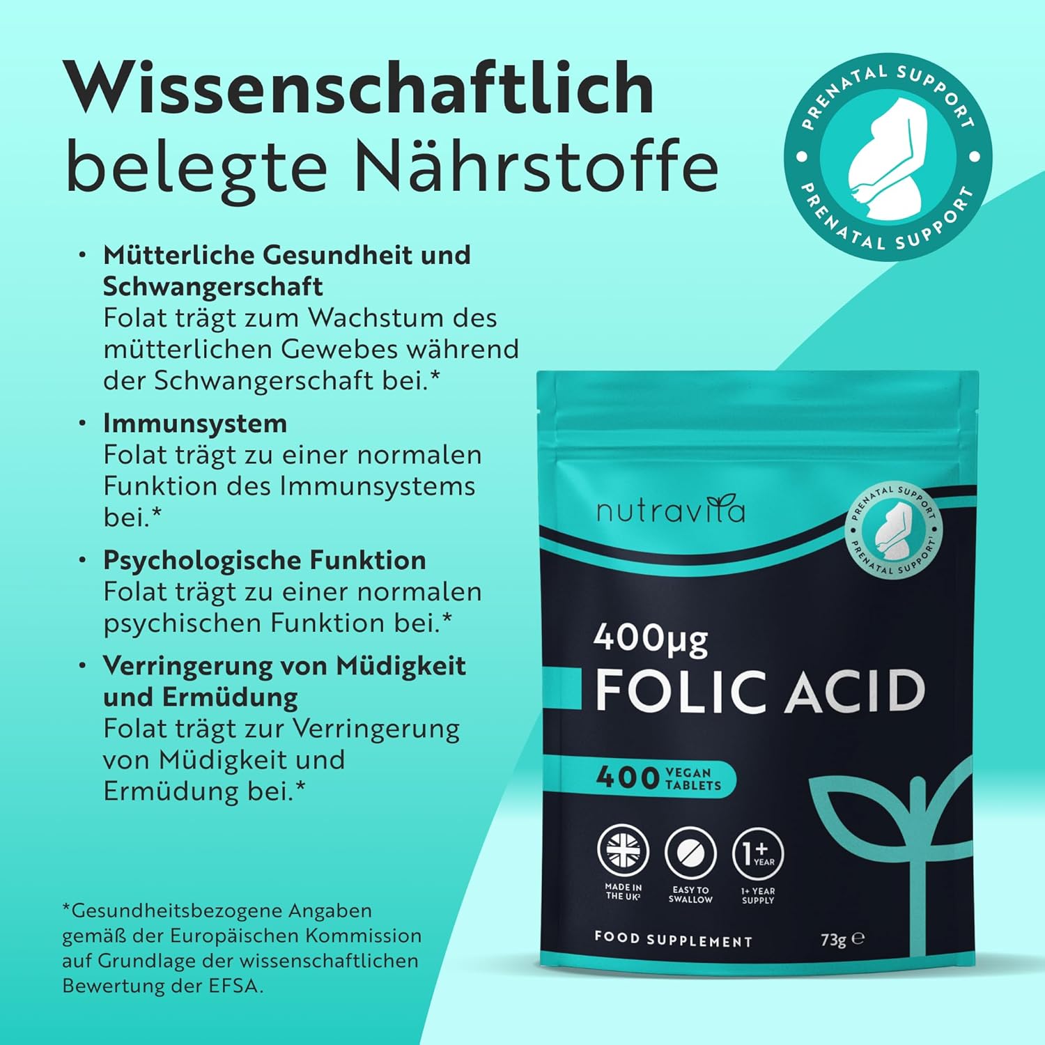 Folsäure-Tabletten - 400 µg pro Tablette - 400 Tabletten