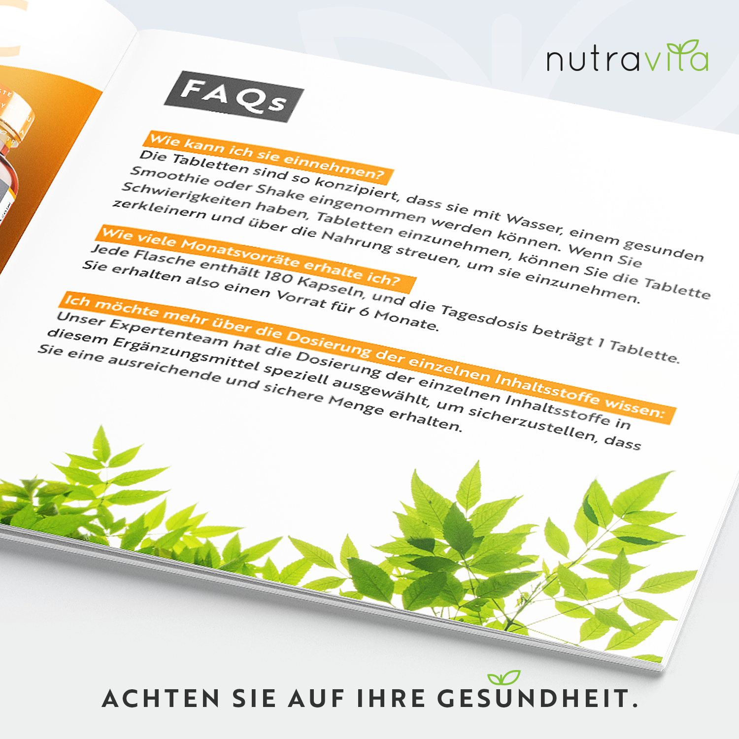 Vitamin C 1000mg mit Bioflavonoiden und Hagebutte 180 Vegane Tabletten