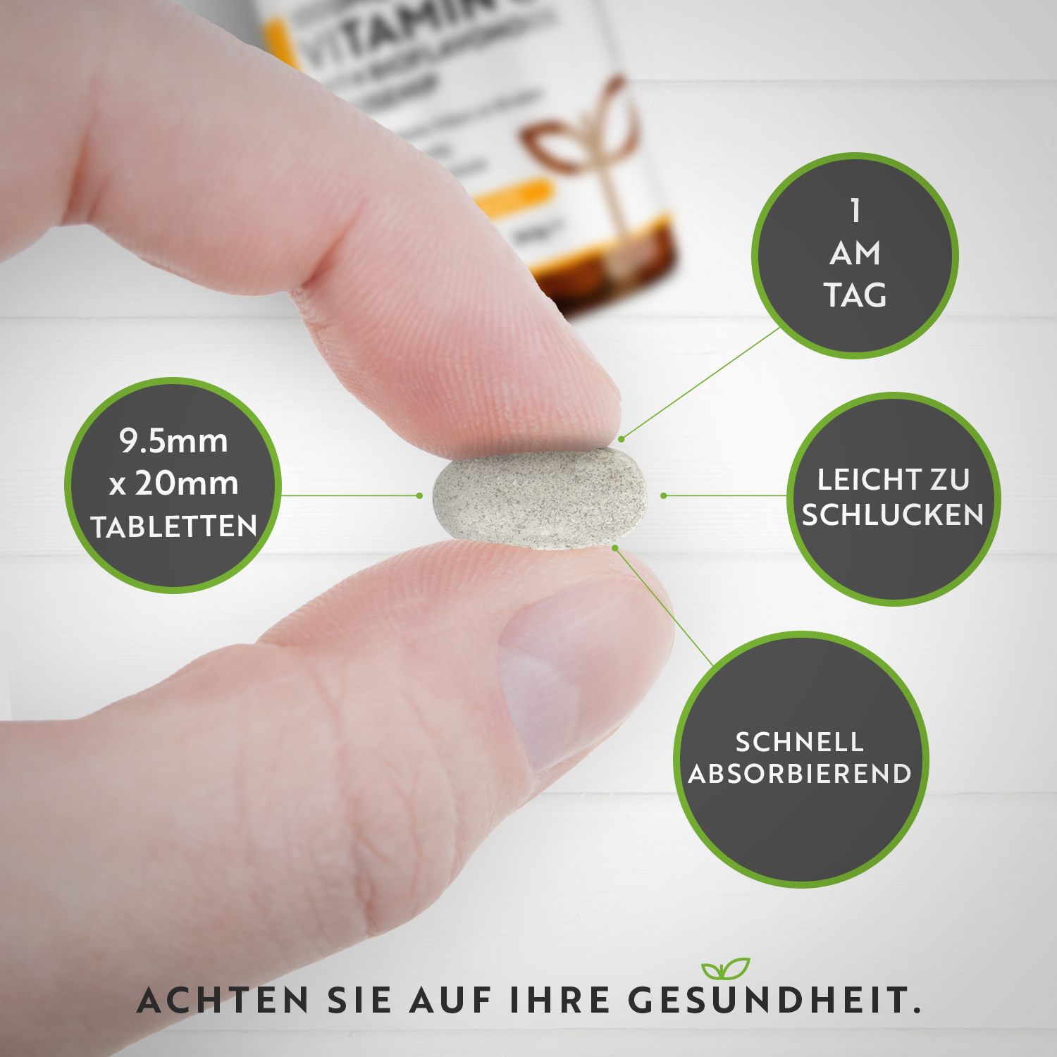 Vitamin C 1000mg mit Bioflavonoiden und Hagebutte 180 Vegane Tabletten