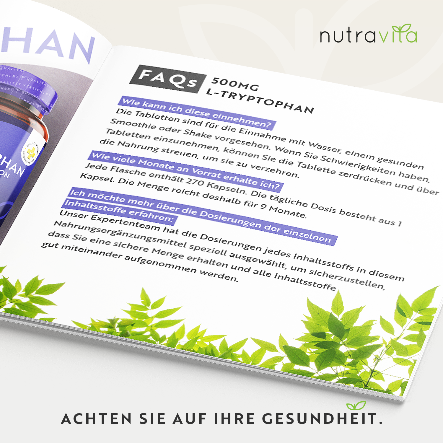 L-Tryptophan 500mg 270 Tabletten