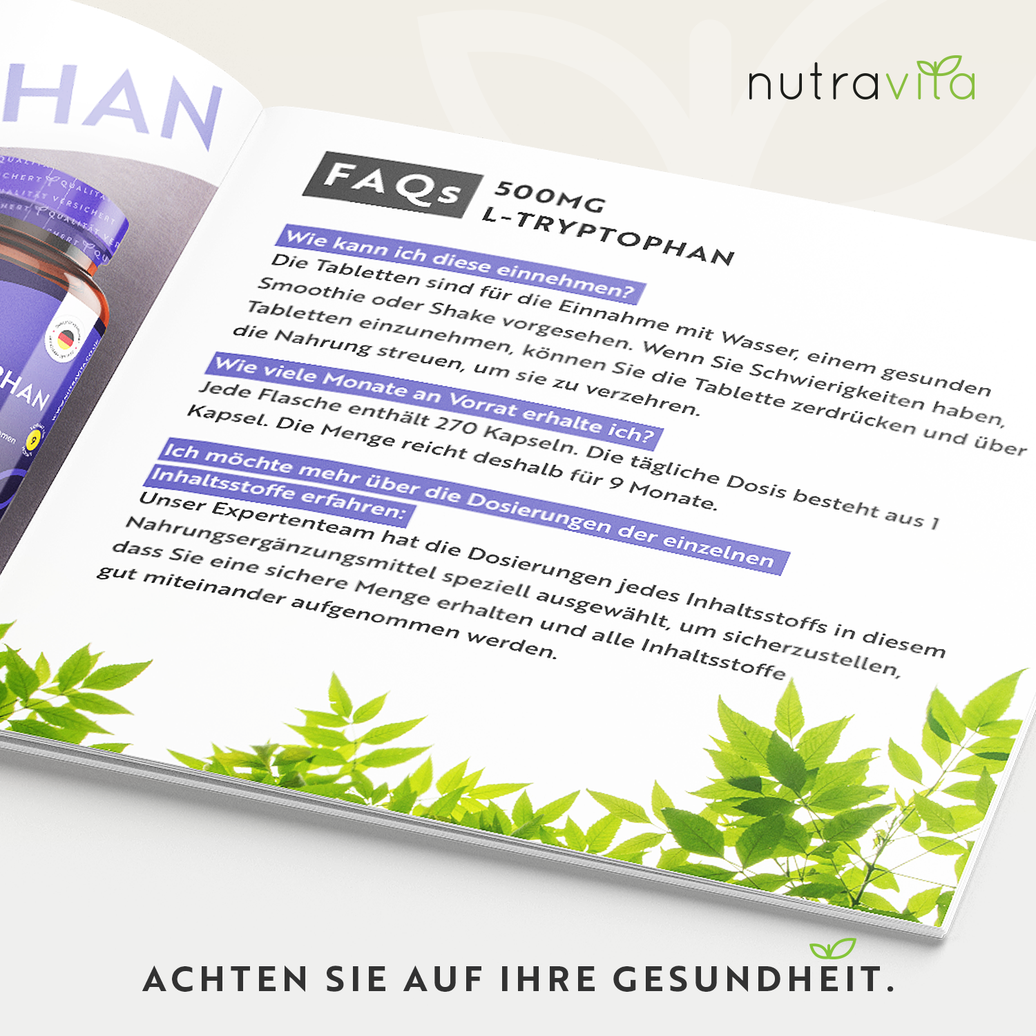 L-Tryptophan 500mg 270 Tabletten