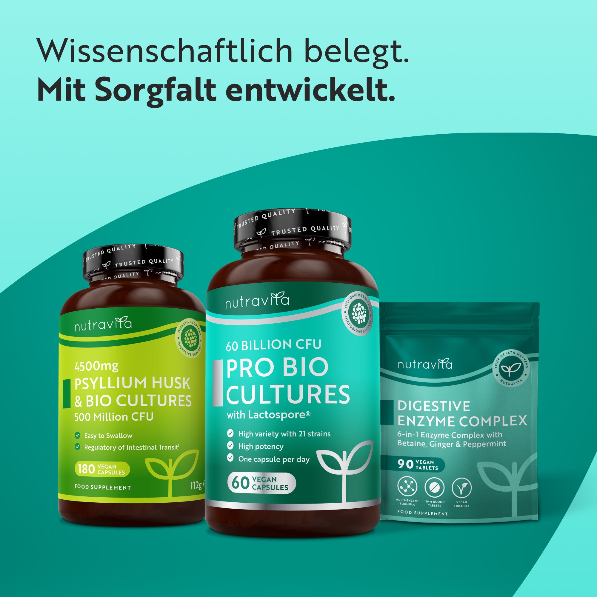 Probiotischer Komplex – 60 Milliarden KBE – 60 vegane Kapseln mit magensaftresistenter Freisetzung