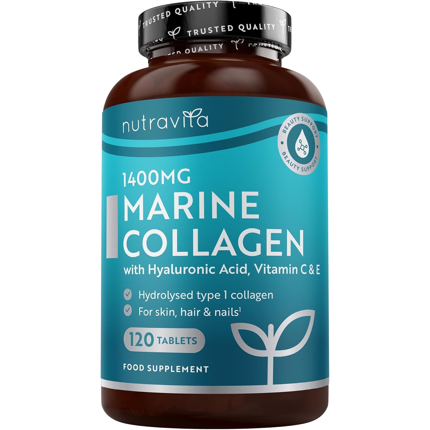 Marine Collagen und Hyaluronsäure Kapseln Hochdosiert 1400mg - Kollagen Hydrolysat Typ I - 120 Tabletten
