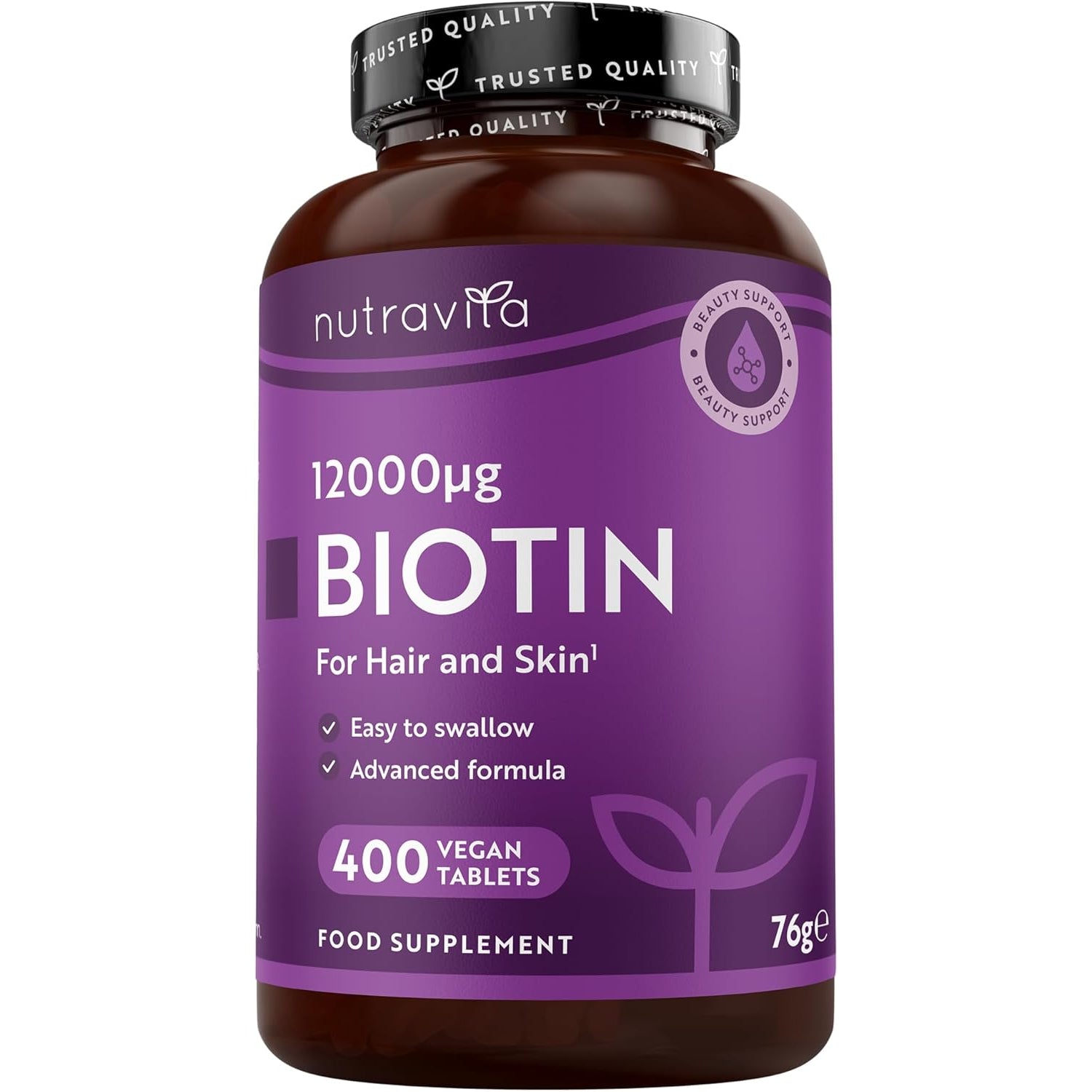 Biotin Hochdosiert 12000mcg, Haar Vitamine - 400 Vegan Tabletten