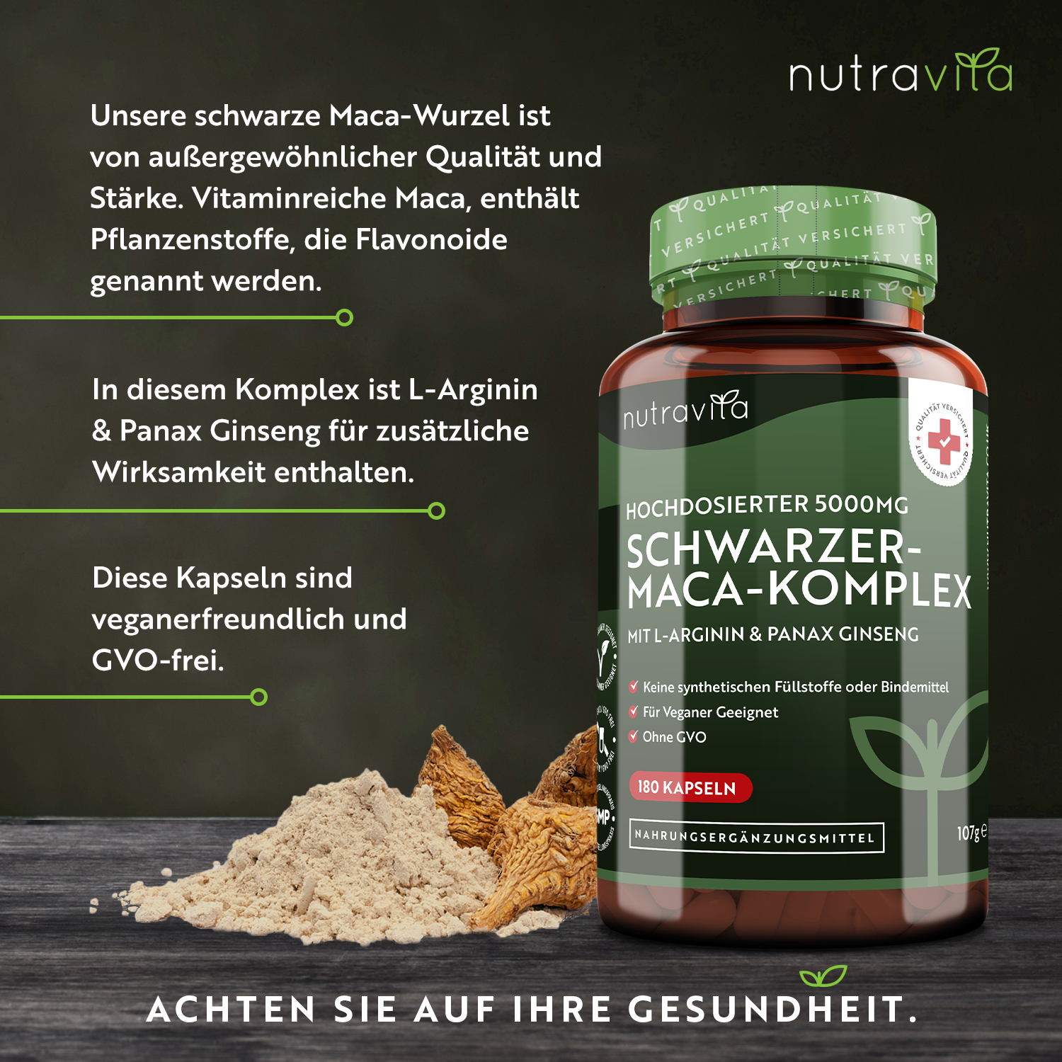 Schwarzer Maca-Komplex 5000mg 180 Kapseln