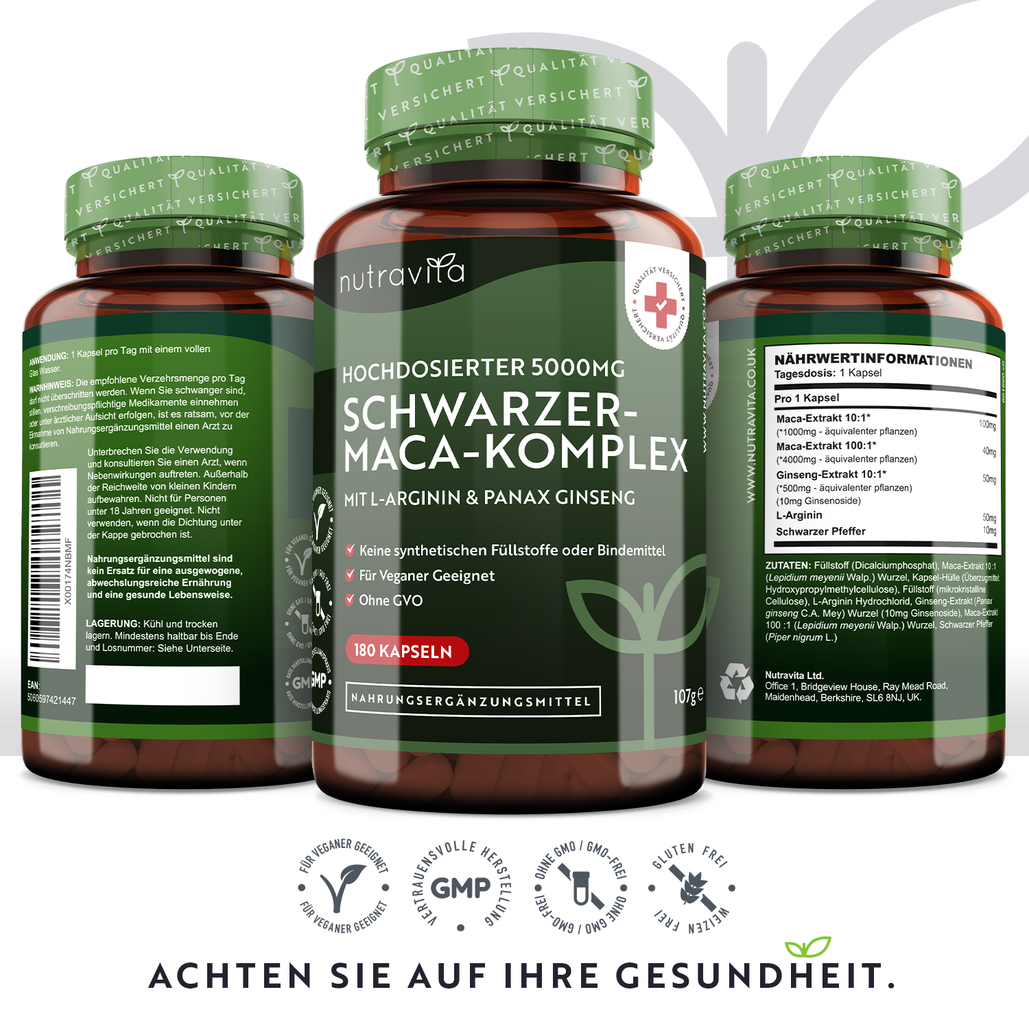 Schwarzer Maca-Komplex 5000mg 180 Kapseln